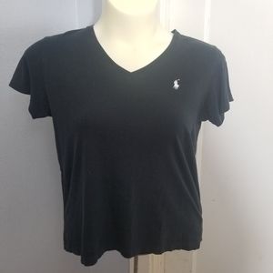 Ralph Lauren Black V Neck Tee Shirt / Large